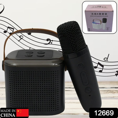 Wireless Speaker Microphone Set Rgb Light Support Memory Card Portablekaraoke Machine Perfect For Travel Tv