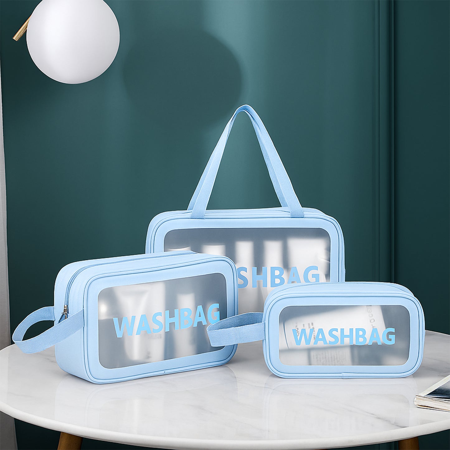 3-In-1 Waterproof Transparent Travel Toiletry Bag Set