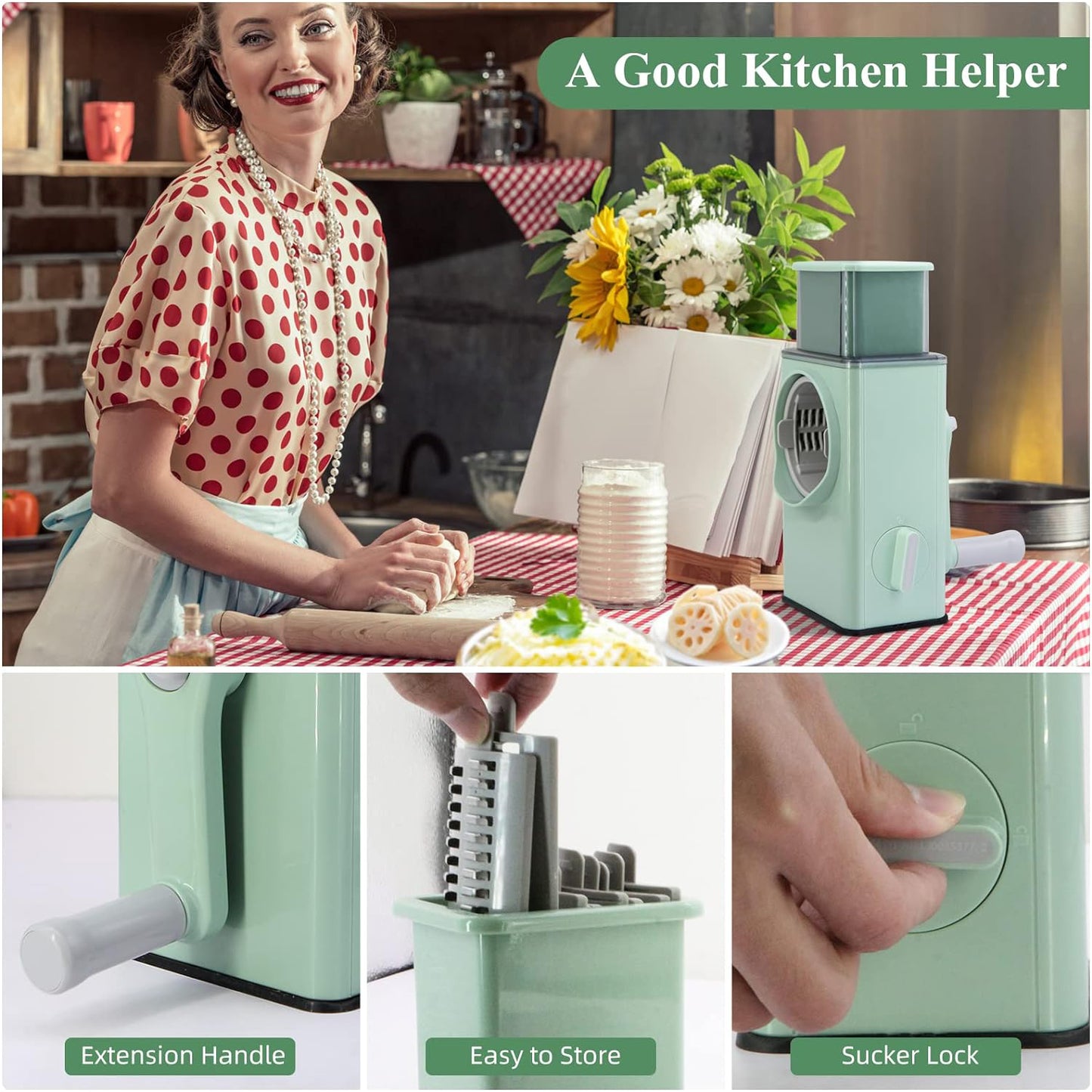 Stainless Steel Vegetable Chopper Veg Chopper And Dicer With 6 Blades Brush Kitchen Multifunctional Mandoline Vegetable Slicer For Veggies Onion Garlic Potatoes Fruits Cookie Oreo Vegetable Cutter Stable Suction Base For Home Kitchen