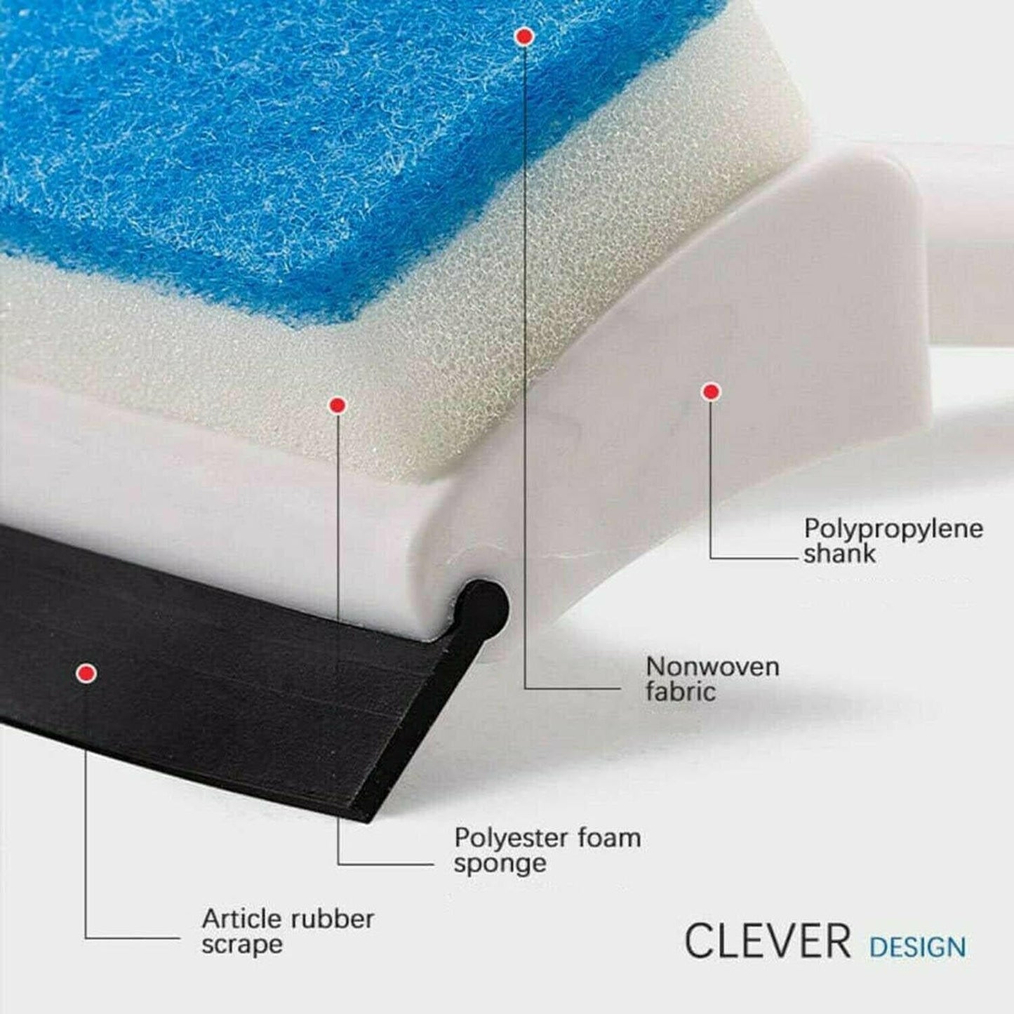 2 In 1 Glass Wiper Cleaning Brush Mirror Grout Tile Cleaner Washing Pot Brush Double-Sided Glass Wipe Bathroom Wiper Window Glass Wiper