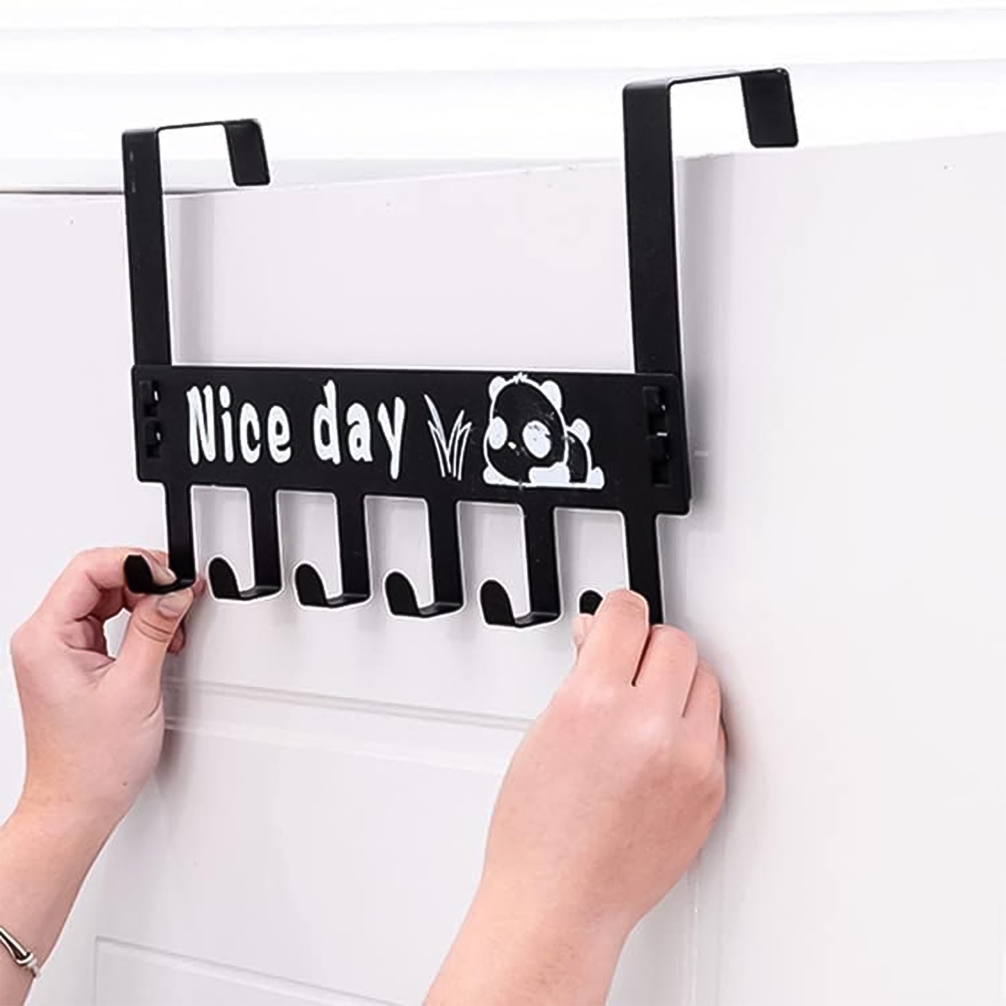 Heavy-Duty Carbon Steel Door Hook Hanger Rack (1 Pc 6 Hook Black)