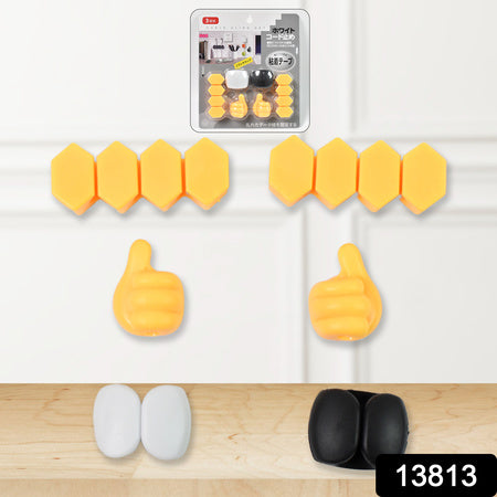 Selfadhesive Hooks For Cable Clips Desktop Cable Organizer (6 Pcs Set Mix Design)