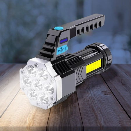 Portable Flashlight Torch Cob 7Led Hand Light Usb Rechargeable Light With Side Light (1 Pc)
