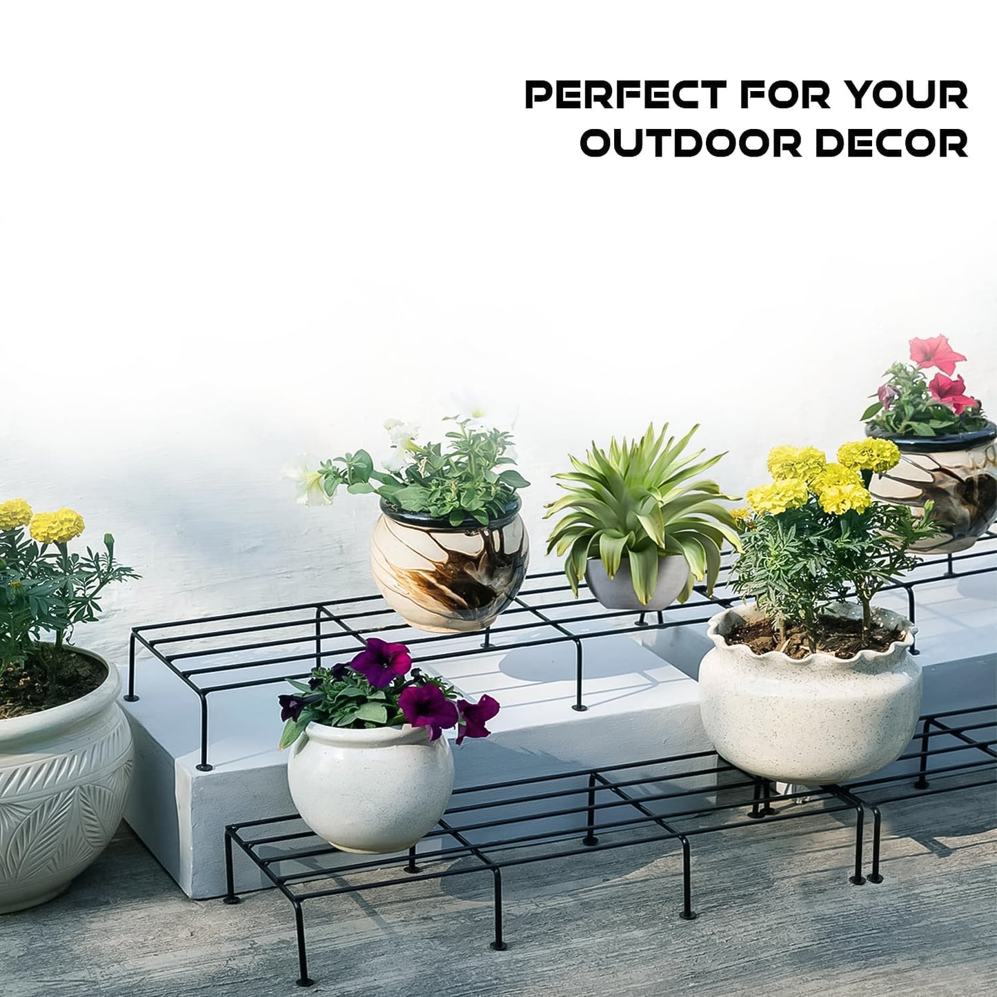 Metalrectangle Flower Plant Stand For Balcony (6020 Cm 2 Pc Set)
