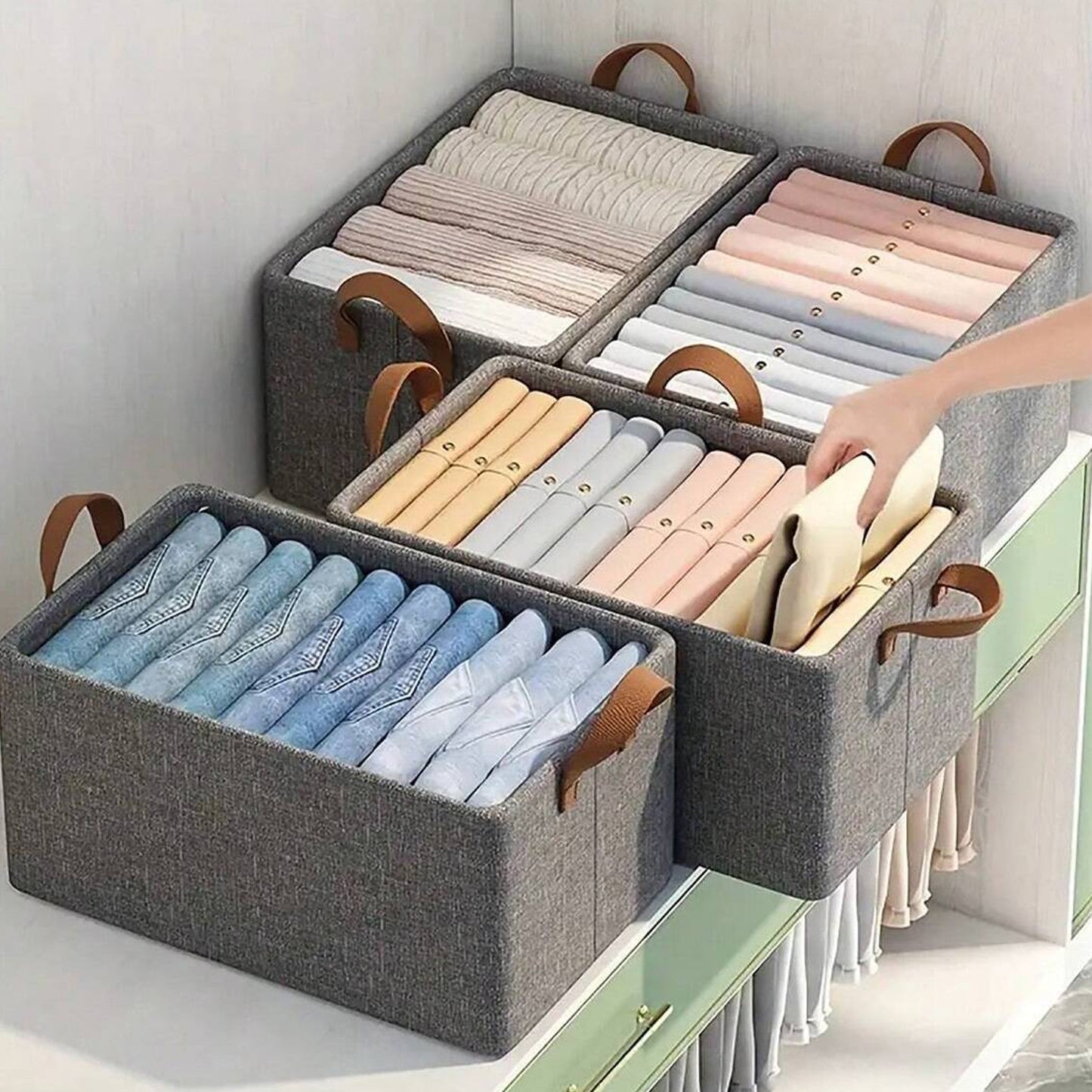 Clothstorage Baskets Closet Storage Bins Canvas Fabric Storage Basket For Shelves Basket Organizers For Shelf Storage Bins For Clothes (4827 Cm)