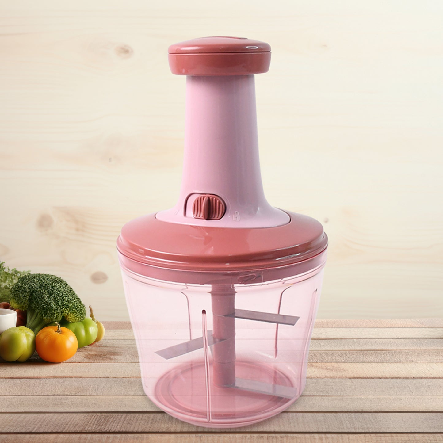 Apexquba Push Chopper With Stainless Steel Blades (1000Ml)