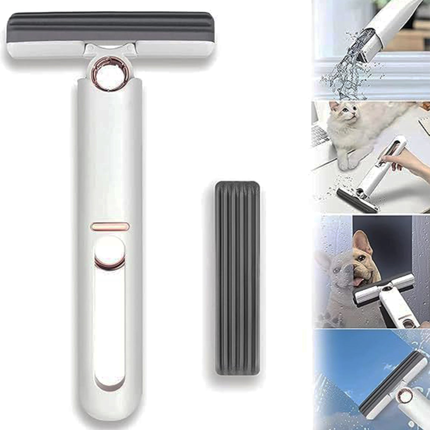 Portable Self-Squeeze Short Mop Mini Hand Wash-Free Strong Absorbent Mop With 1 Cotton Head Cleaning Sponge For Bathroom Kitchens Table