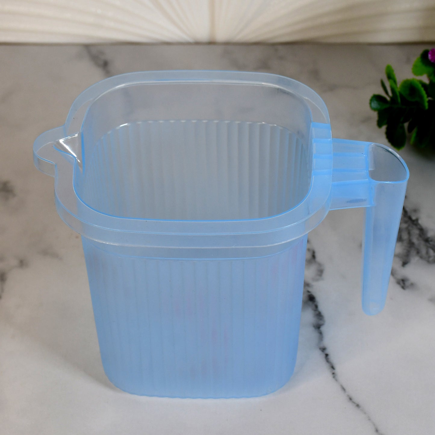 Plastic Square Transparent Bath Water Mug (1 Pc 1000 Ml Mix Color)