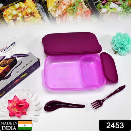 Unbreakable Divine Leak Proof Plastic Lunch Box Food Grade Plastic Bpa-Free 2 Containers With Spoon
