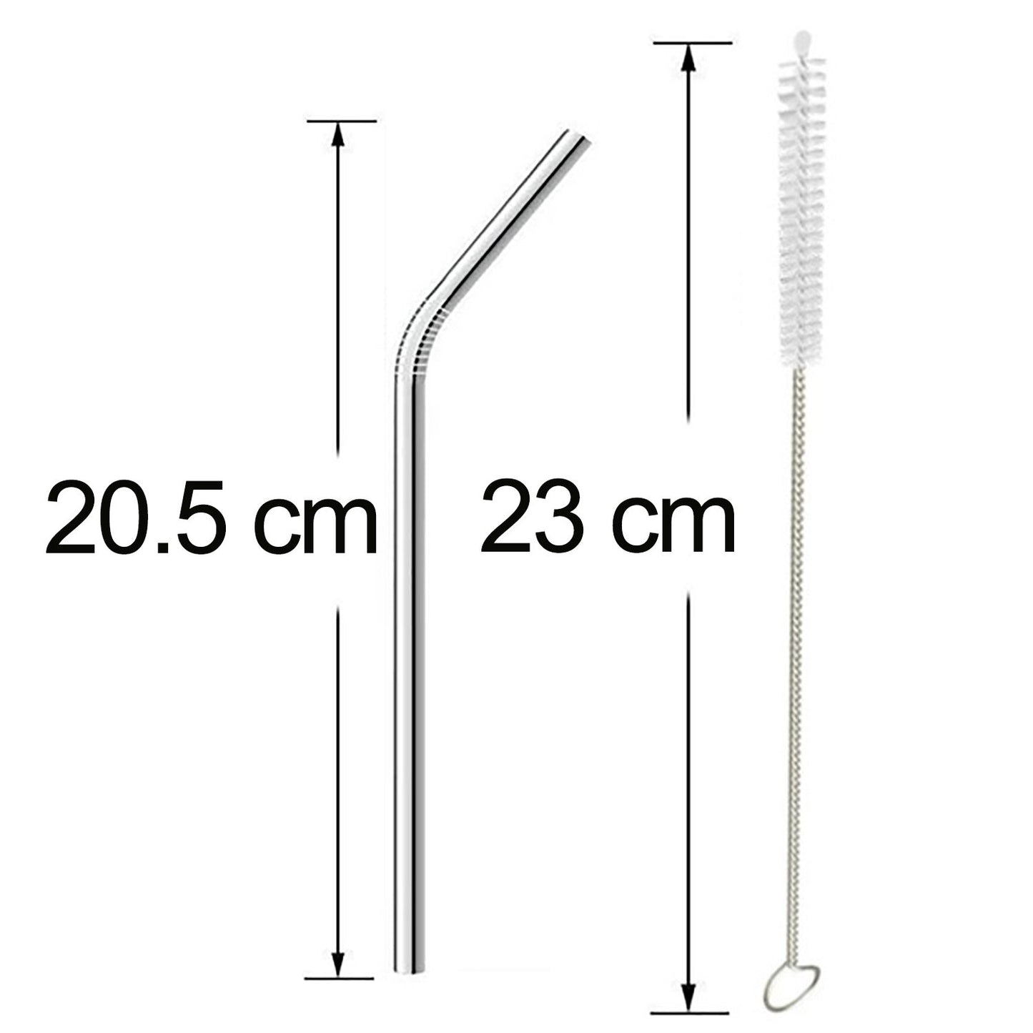 Reusable Stainless Steel Drinking Straws Bent (4 Bent Straws 1 Brush)