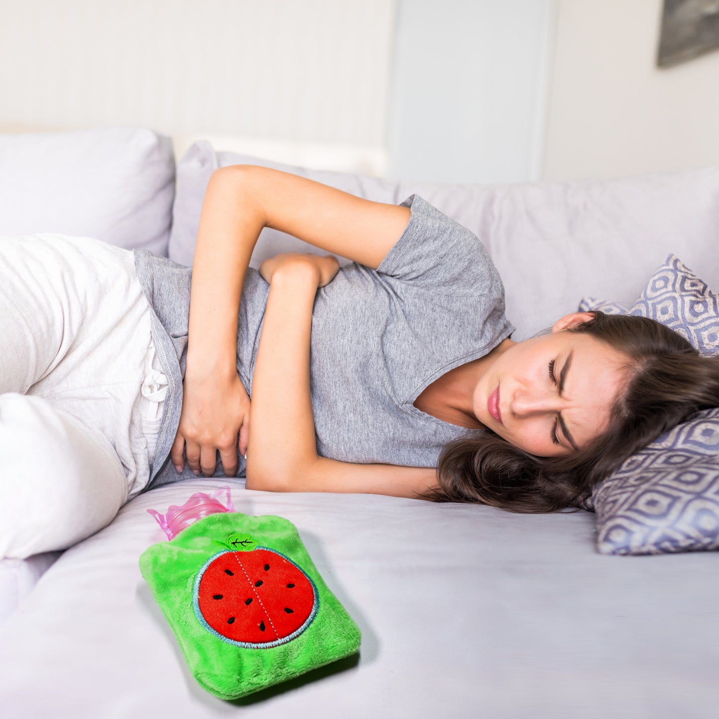 Watermelon Small Hot Water Bag With Cover For Pain Relief Neck Shoulder Pain And Hand Feet Warmer Menstrual Cramps.