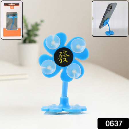 360 Rotatable Flower Shape Cellphone Holder Car Mount Sucker Stand (Multicolored With Box))
