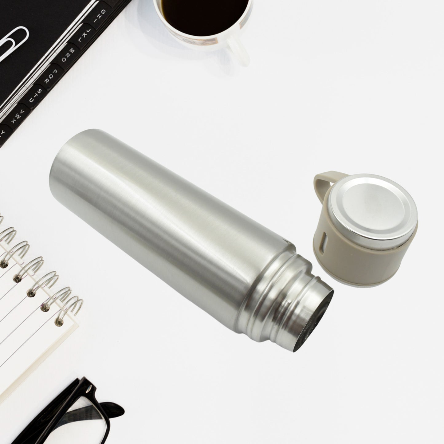 Stainless Steel Vacuum Flask Set With 3 Steel Cups Combo For Coffee Hot Drink And Cold Water Flask Ideal Gifting Travel Friendly Latest Flask Bottle. (500Ml)