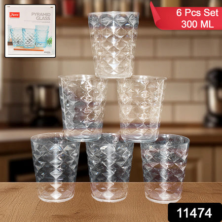 Apexpyramid Design Unbreakable Plastic Glass 300 Ml