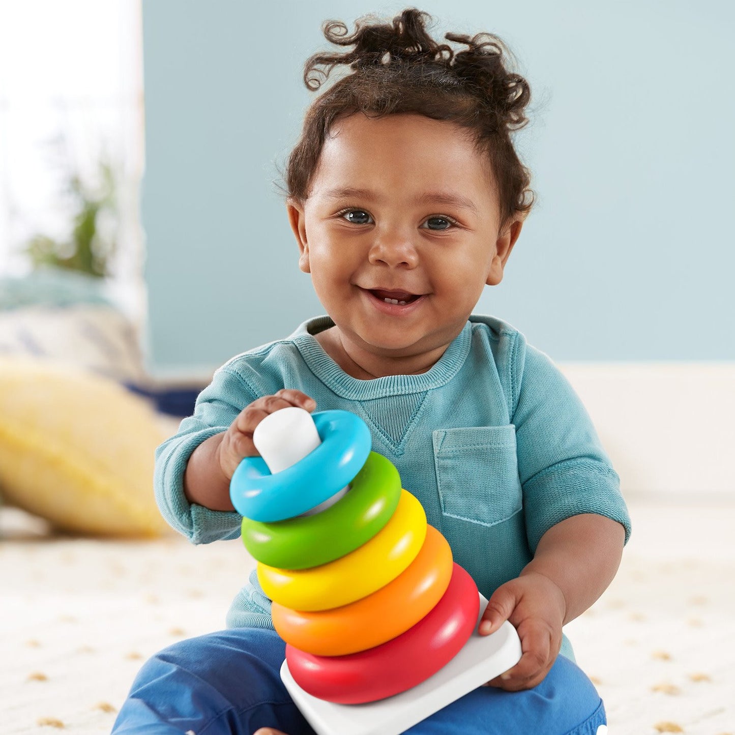 Plastic Baby Kids Teddy Stacking Ring Jumbo Stack Up Educational Toy 7Pc
