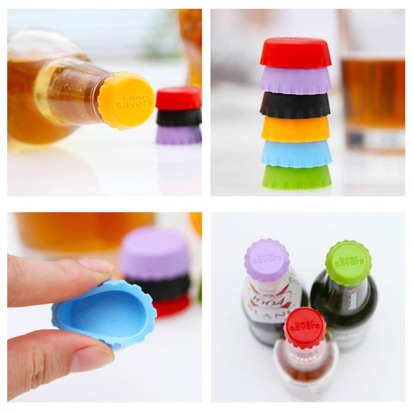 Beer Savers Caps 6Pc Used In Soda And Cold-Drink Bottles For Covering Bottle Mouth.