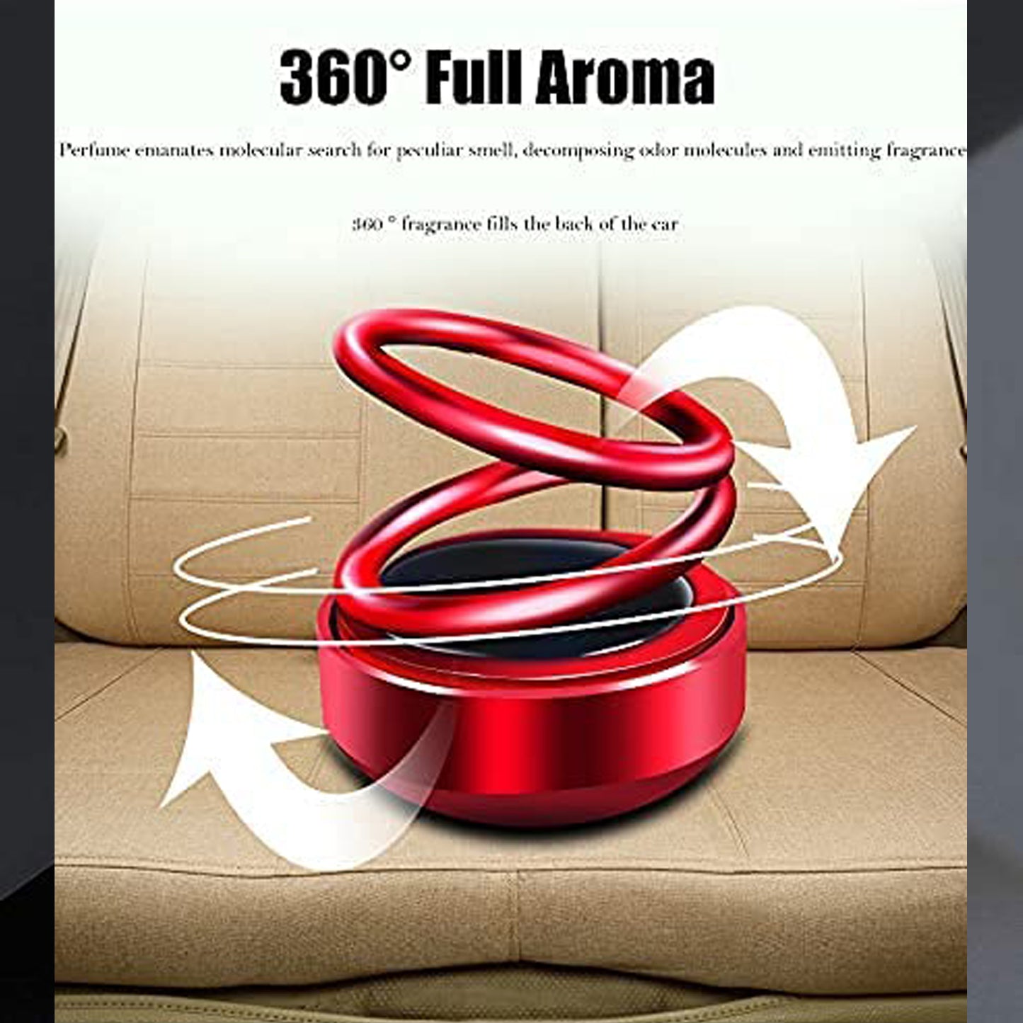 Solar Power Car Aroma Diffuser 360Double Ring Rotating Design Car Fragrance Diffuser Car Perfume Air Freshener For Dashboard Home Office