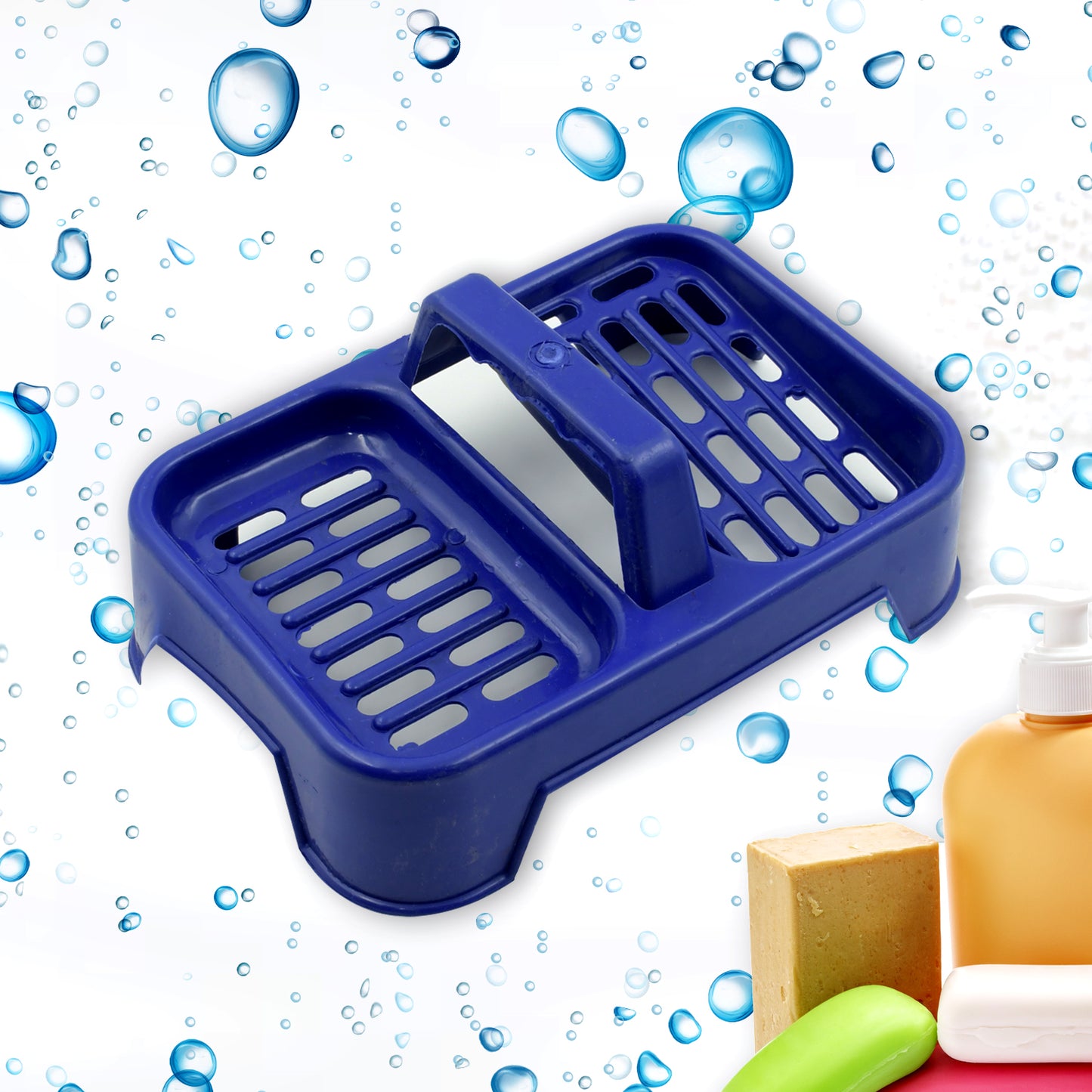 2In1 Plastic Soap Case Soap Dish Soap Stand 2 Section Plastic Soap Case Soap Holder Soap Dish For Bathroom Kitchen Sink (1 Pc Multicolor )