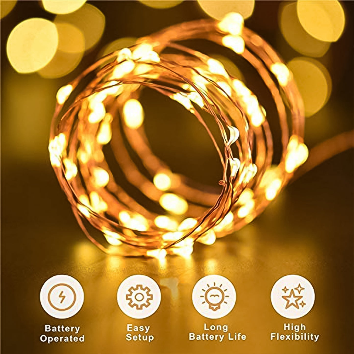 Led Flexible Wire Waterproof Lights For Party (2Aa Battery Operated Battery Not Included)