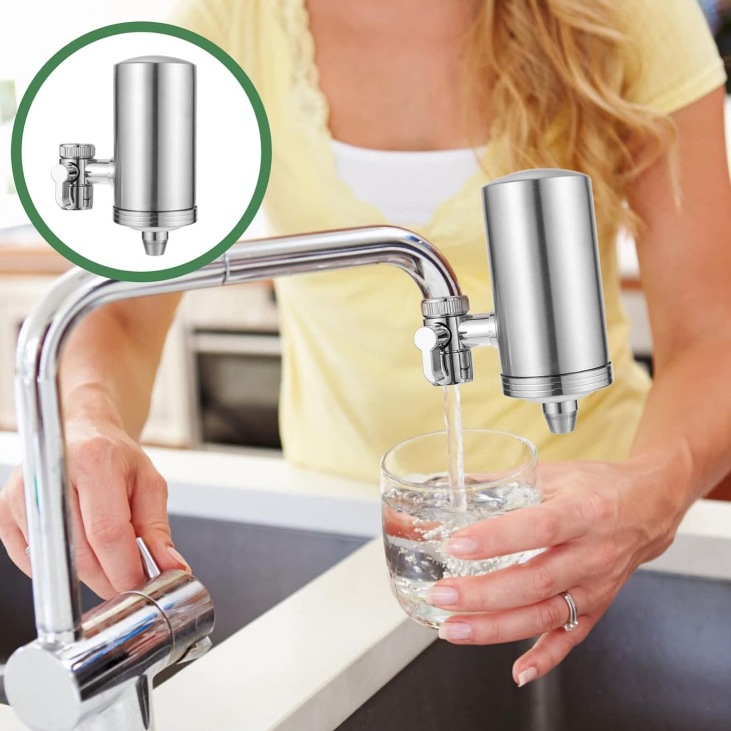 Stainless Steel Faucet Mount Water Filter Water Purifier (1 Set)