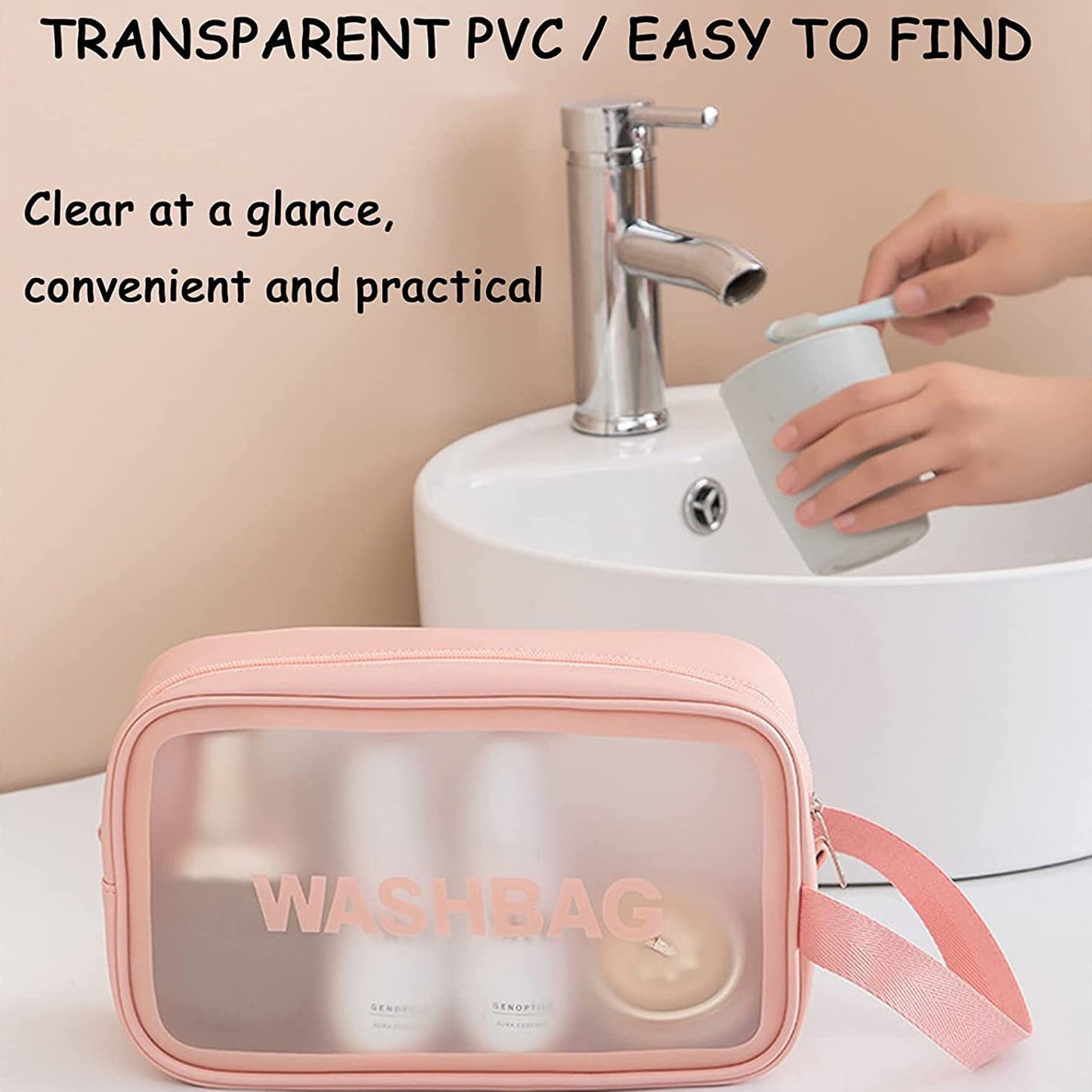 Cosmetic Pouch Make Up Bag For Home Travel Toiletry Bag For Cosmetics Brushes Accessories Set Of 3 Small Medium Big - Wash Bag