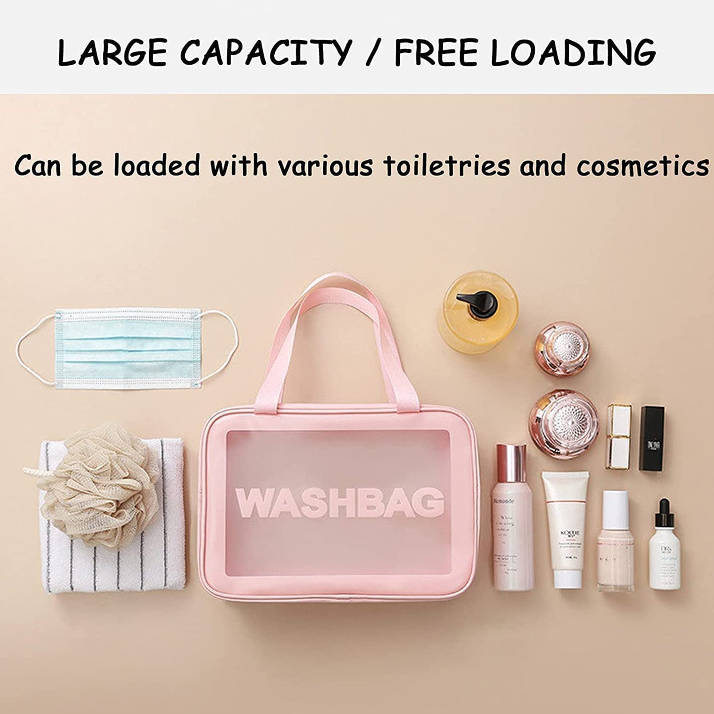 Cosmetic Pouch Make Up Bag For Home Travel Toiletry Bag For Cosmetics Brushes Accessories Set Of 3 Small Medium Big - Wash Bag