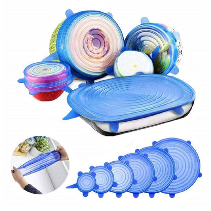 Silicone Stretch Lids Reuseable Microwave Safe Flexible Covers (Set Of 6) (Loose Pack)