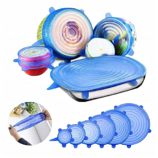 Silicone Stretch Lids Reuseable Microwave Safe Flexible Covers (Set Of 6) (Loose Pack)