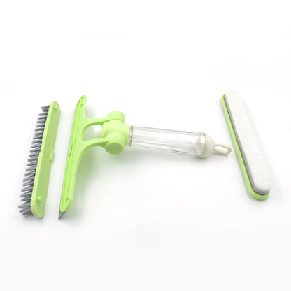 4 In 1 Multifunctional Glass Scraper Window Glass Wiper With Watering Can Silicon Cleaning Squeegee With Two Brush Heads Practical Squeegee For Shower Doors Windows Tiles And Car Glass