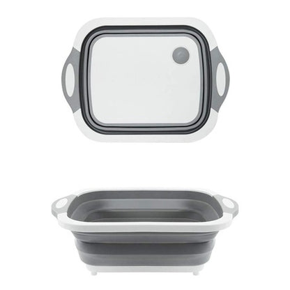 Foldable Chopping Board Dish Rack Washing Bowl  Draining Basket 3In1 Multi-Function