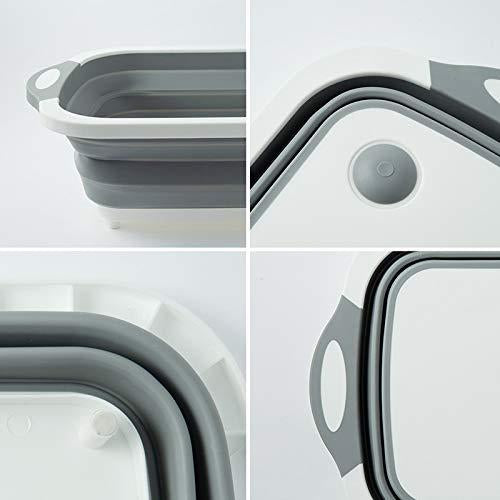Foldable Chopping Board Dish Rack Washing Bowl  Draining Basket 3In1 Multi-Function