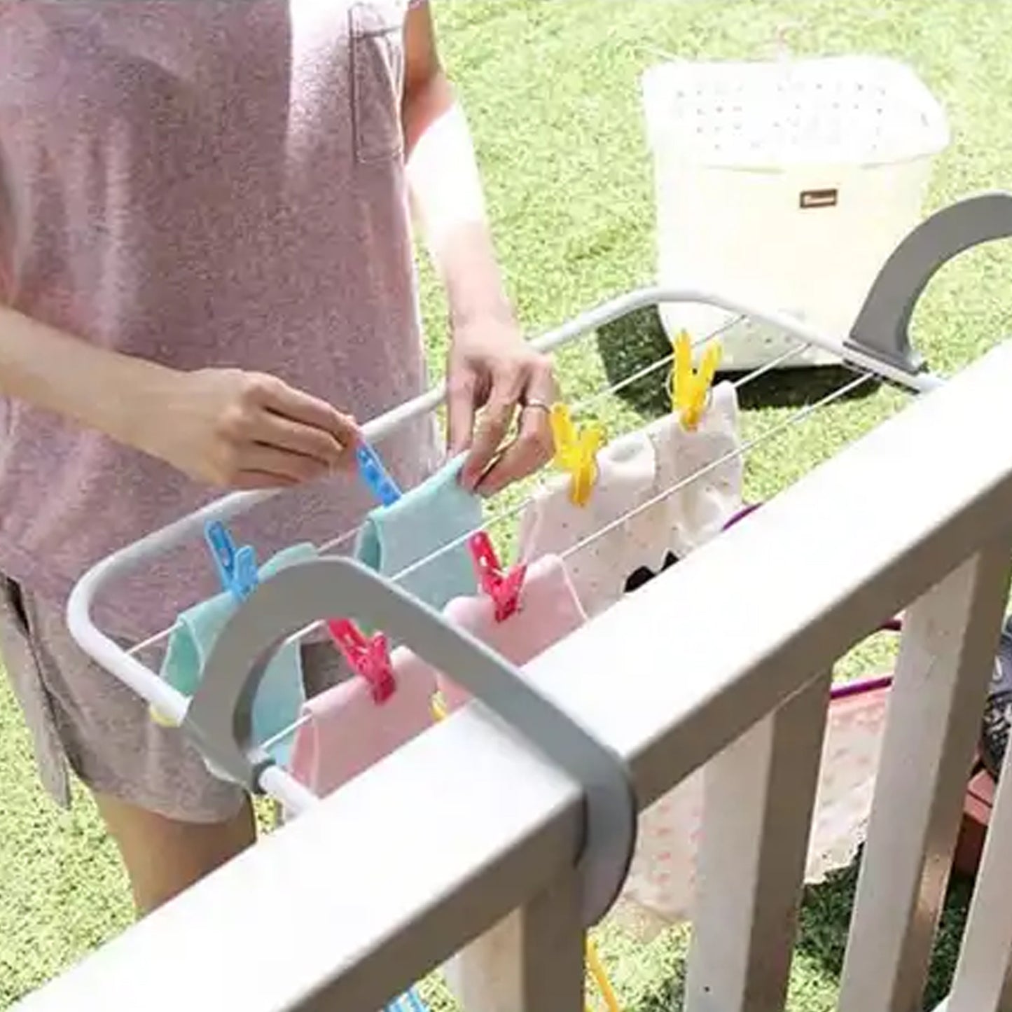 Metal Steel Folding Drying Rack For Clothes Balcony Laundry Hanger For Small Clothes Drying Hanger Metal Clothes Drying Stand Socks And Plant Storage Holder Outdoor  Indoor Clothes-Towel Drying Rack Hanging On The Door Bathroom