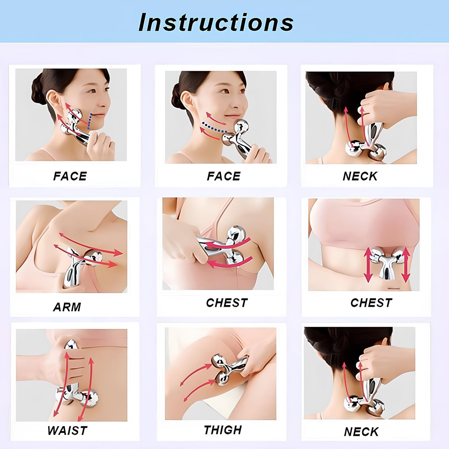 360 Degree Facial Roller Designed For Face Lifting And Skin Tightening Improves Blood Circulation And Reduces Puffiness.