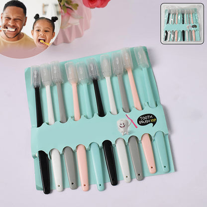 Kidsadults Ultra Soft-Bristled Toothbrush With Cover (10 Pcs Set)