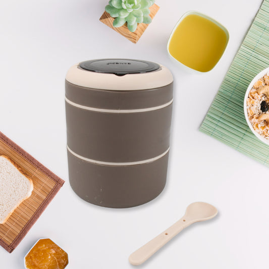 Ganesh Smart Stack 2 Layer Protable Lunch Box Stainless Steel Airtight Leak-Proof Lunch Box For Office School Picnic - Color May Vary