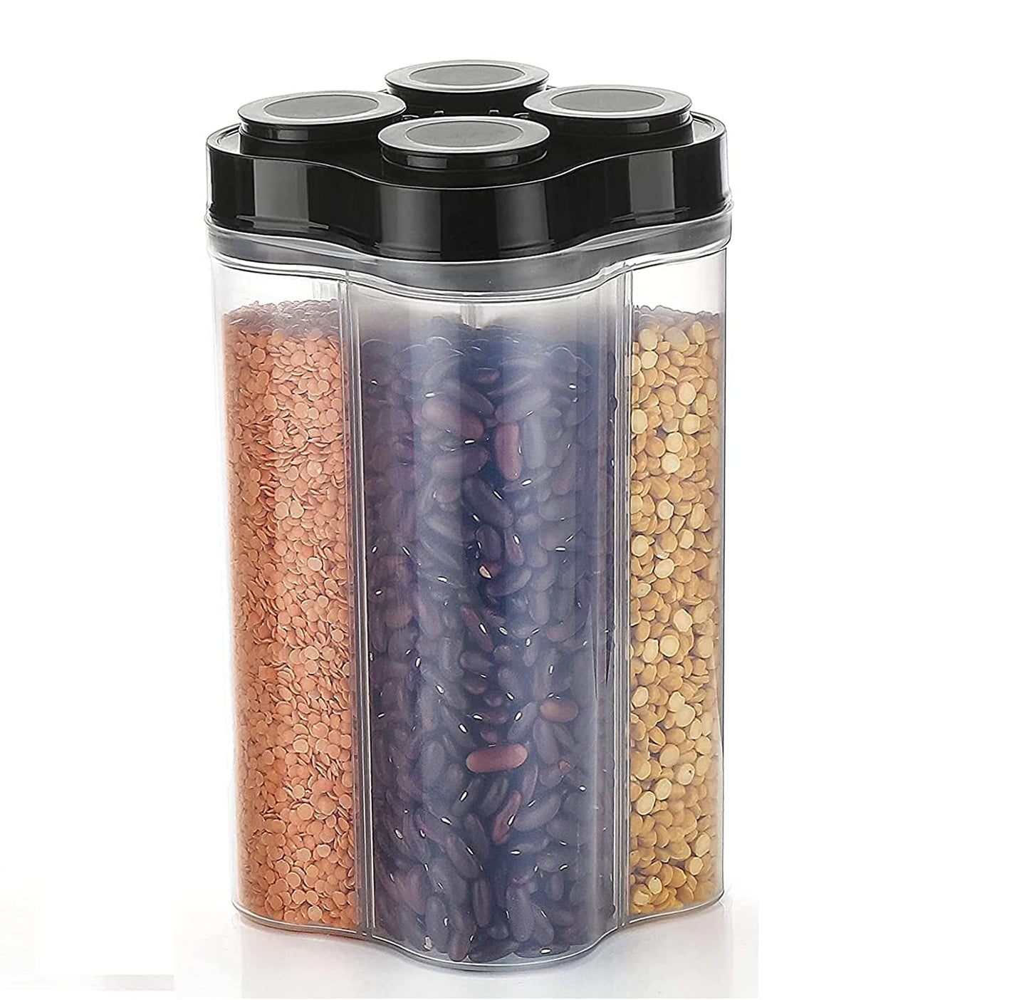 Plastic Lock Food Storage 4 Section Container Jar For Grocery Fridge Container.