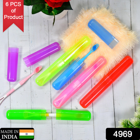 6Pc Plastic Toothbrush Cover Anti Bacterial Toothbrush Container- Tooth Brush Travel Covers Case Holder Cases
