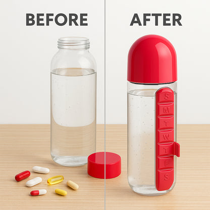 Waterbottle With Built-In 7-Day Pill Organizer Approx 900Ml (1 Pc)