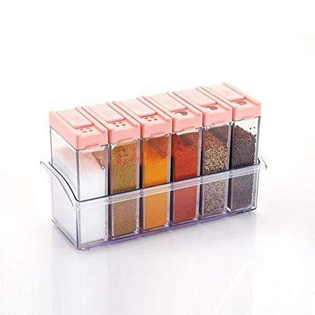 Plastic Spice Jars (6 Pcs 14X22X8Cm Multicolour)
