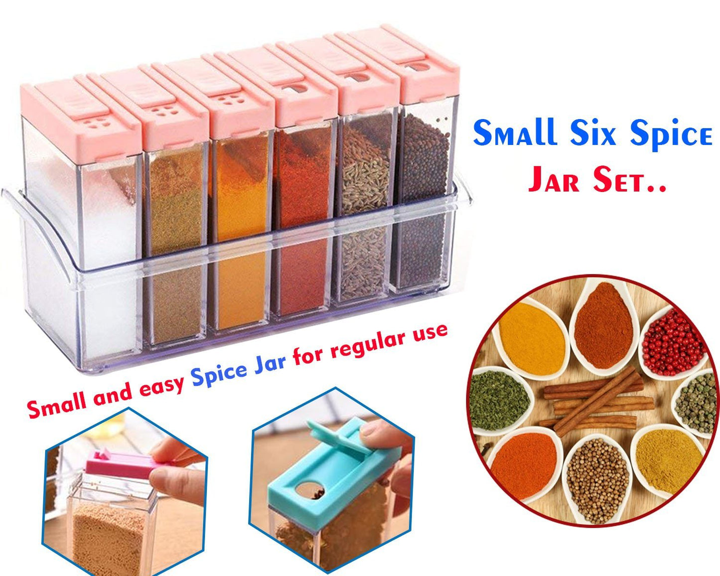 Plastic Spice Jars (6 Pcs 14X22X8Cm Multicolour)