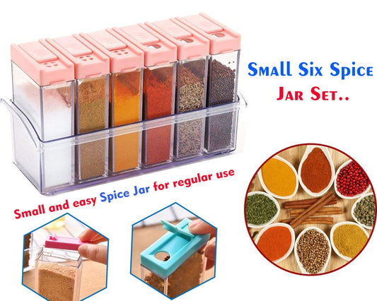 Plastic Spice Jars (6 Pcs 14X22X8Cm Multicolour)