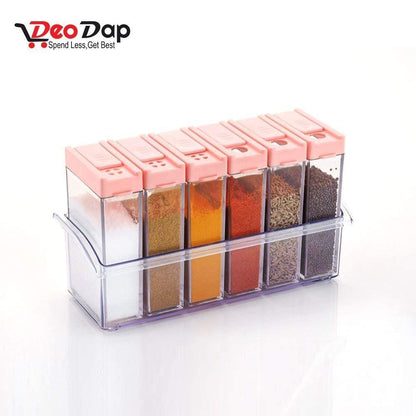 Plastic Spice Jars (6 Pcs 14X22X8Cm Multicolour)