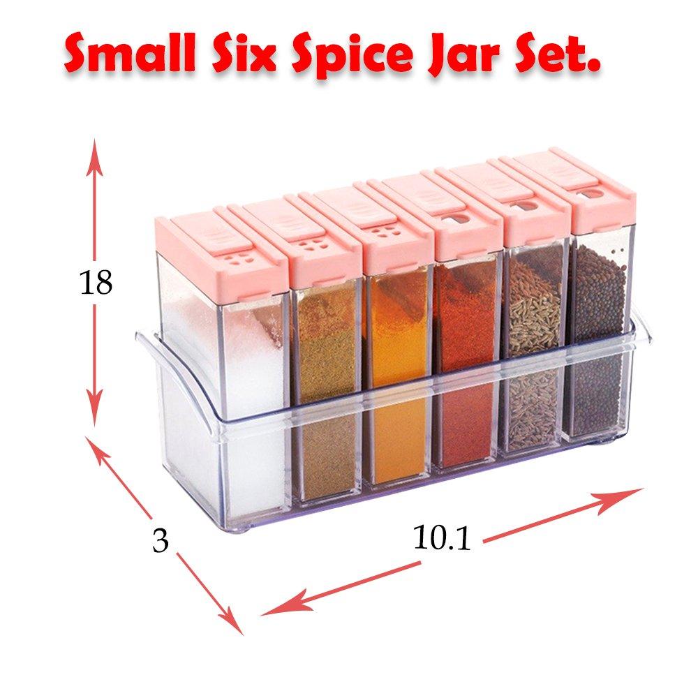 Plastic Spice Jars (6 Pcs 14X22X8Cm Multicolour)