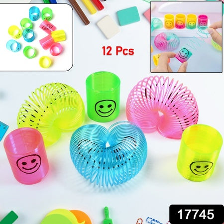 Multicolor Magic Smiley Spring Spring Toys Slinky Slinky Spring Toy Toy For Kids For Birthdays Compact And Portable Easy To Carry (12 Pcs Set)