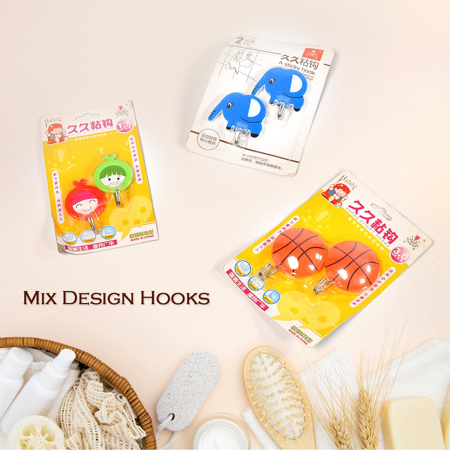 Mix Design Strong Adhesive Hook Wall Hooks High Quality Premium Hook For Home  Office   Multiuse Hook ( Set Of 10 )