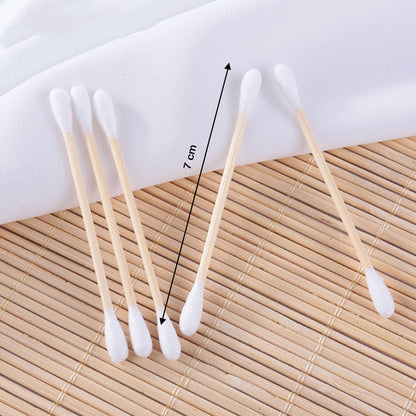 Cotton Swabs Bamboo With Wooden Handles For Makeup Clean Care Ear Cleaning Wound Care Cosmetic Tool Double Head Biodegradable Eco Friendly (Pack Of 20)