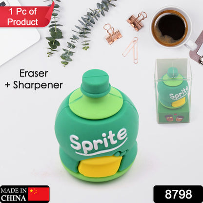 2-In-1 3D Cold Drink Bottle Shape Rubber Pencil Sharpener And Eraser Set Stationery For Kids School Boys Girls Birthday Return Gifts (24 Pcs Set  1 Pc )