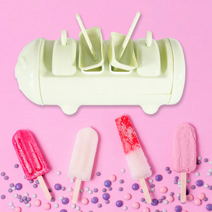 Cartoon Shape Mold Ice Candy Popsicle Mold Ice Plastic Ice Candy Maker Kulfi Maker Molds Set With 4 Cups (1 Pc  Multicolor)