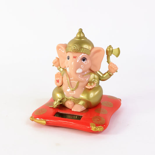 Decorative Medium Lord Ganesh Idol Decorative Statue With Solar-Powered Base (1 Pc)