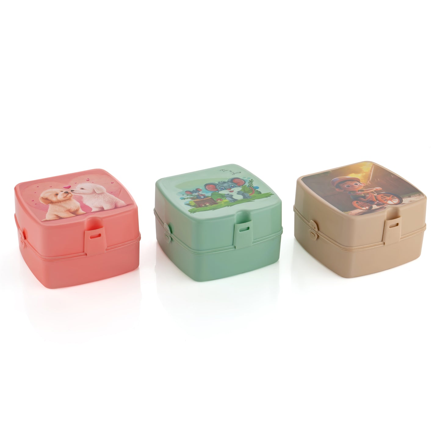 Double-Layer Square Lunch Box With  Spoon  4 Compartment Tiffin  Push Lock  Plastic Tiffin Box For Travelling School Kids  Office Exclusive Home